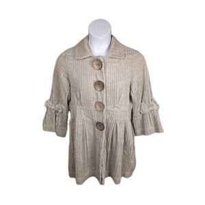 Vintage Y2K Babydoll Jacket Women XL Tan Corduroy Phoebe Buffay Hannah Montana